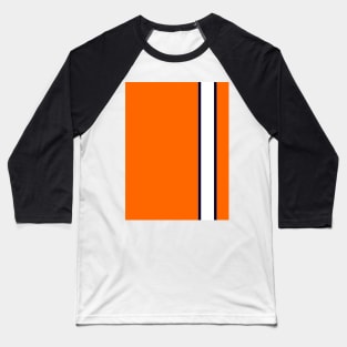 Luton Town Retro Away 1977 -78 Orange and White Navy Bars Baseball T-Shirt